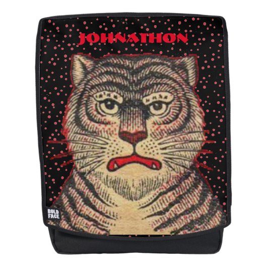 Ferocious Asian Striped Tiger Head auf Red Dots Rucksack (Vorderseite)
