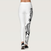 Ferocious Dragon Tattoo in weißer Farbe Hintergrun Leggings (Rückseite)