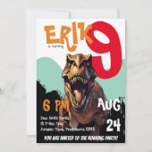 Ferocious T-Rex Roaring Dino Einladung zum Geburts (Vorderseite)