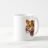 Ferocious Tiger im Cartoon-Stil mit Ausdruck. Kaffeetasse (VorderseiteRechts)