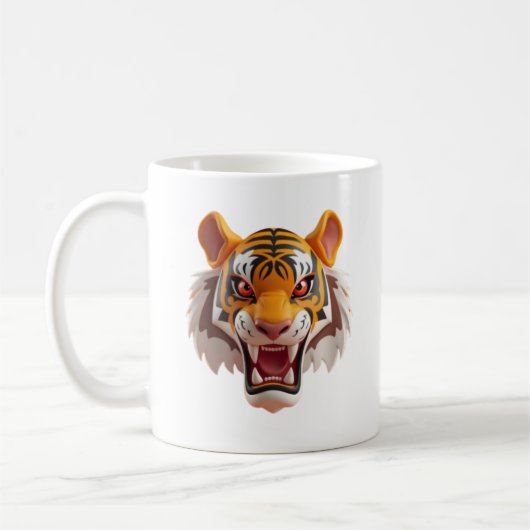 Ferocious Tiger im Cartoon-Stil mit Ausdruck. Kaffeetasse (Links)