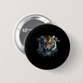 Ferocious Tiger Wasserfarbe Malaufkleber Button (Vorne & Hinten)
