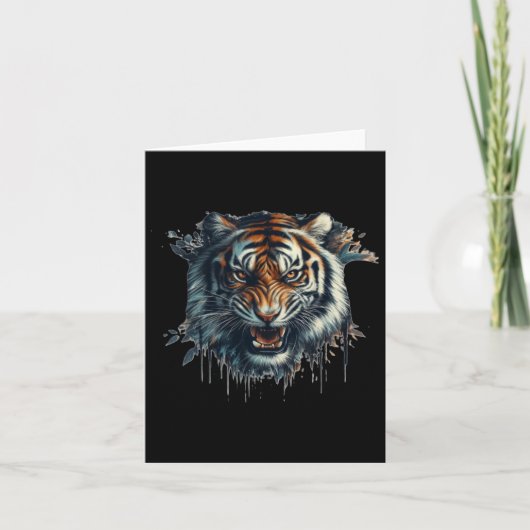Ferocious Tiger Wasserfarbe Malaufkleber Karte (Vorderseite)