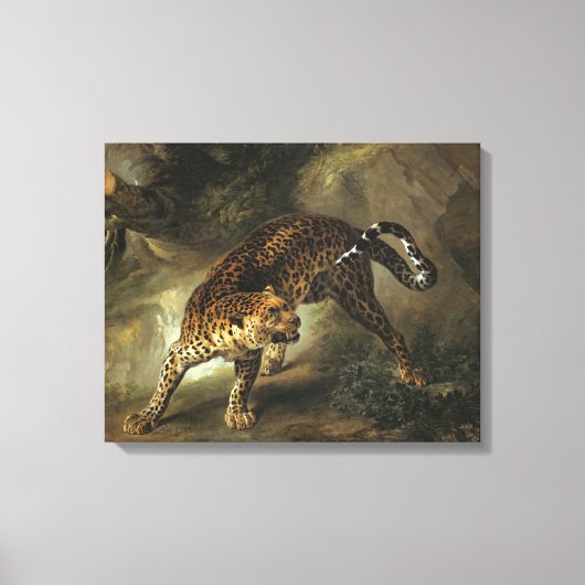 Ferocious Wild Leopard (von Jean-Baptiste Oudry) Leinwanddruck (Vorderseite)