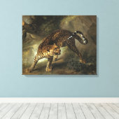 Ferocious Wild Leopard (von Jean-Baptiste Oudry) Leinwanddruck (Insitu (Holzboden))