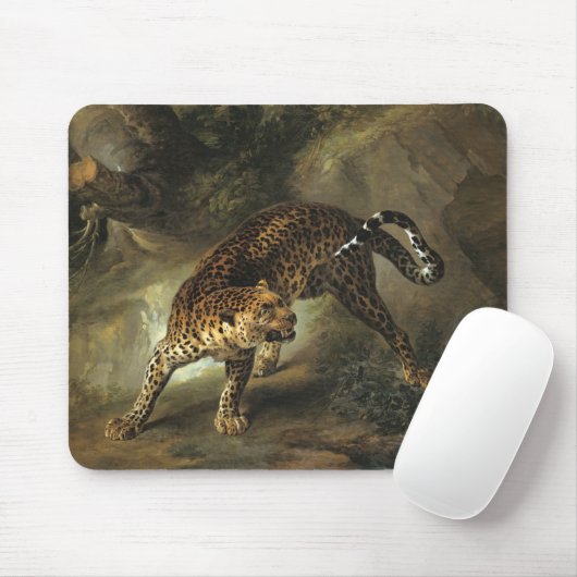 Ferocious Wild Leopard (von Jean-Baptiste Oudry) Mousepad (Mit Mouse)