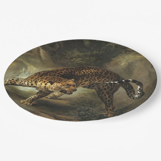 Ferocious Wild Leopard (von Jean-Baptiste Oudry) Pappteller (Schrägansicht)