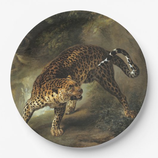 Ferocious Wild Leopard (von Jean-Baptiste Oudry) Pappteller (Vorderseite)