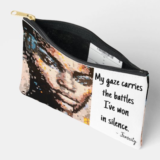 Ferocity Vibrant Pixel Art Portrait Zubehörtasche (Offen)