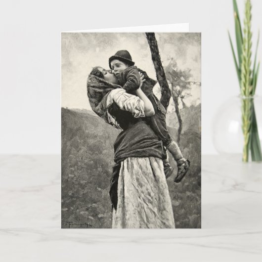 Ferraguti Liebe-Mutter-Sohn-Kinderkuss-Vintage Karte (Vorderseite)