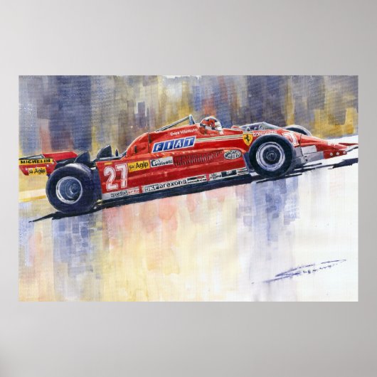 Ferrari 126 CK Gilles Villeneueve Spanischer GP 19 Poster (Vorne)