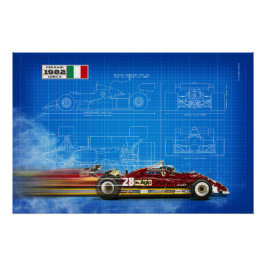 Ferrari 126c2 Blueprint Poster