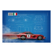 Ferrari 250GTO Blueprint Poster (Vorderseite)