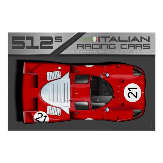 Ferrari 512S Sebring No.21 Poster (Vorderseite)