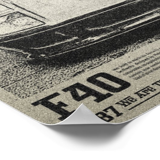 Ferrari F40 Vintage Poster (Ecke)