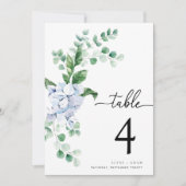 Ferras Blue Hydrangea Wedding Tischnummer (Vorderseite)