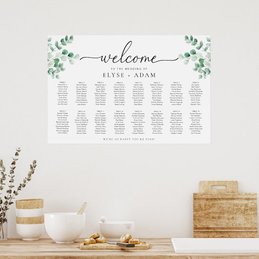 Ferras Greenery 16 Table Seating Chart Poster (Küche)