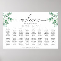 Ferras Greenery 16 Table Seating Chart Poster