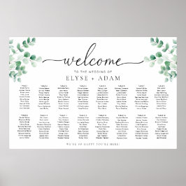 Ferras Greenery 16 Table Seating Chart Poster
