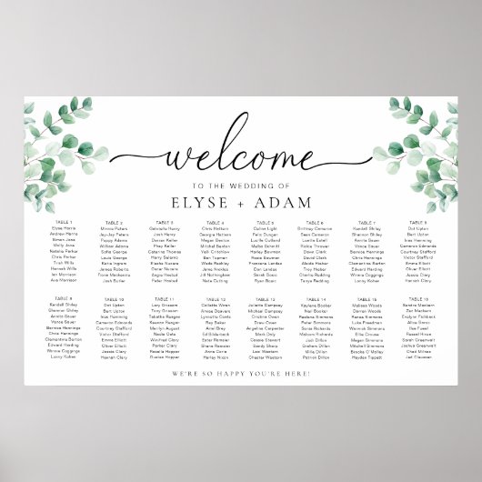 Ferras Greenery 16 Table Seating Chart Poster (Vorne)