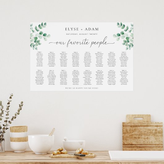 Ferras Greenery 16 Table Seating Chart Poster (Küche)