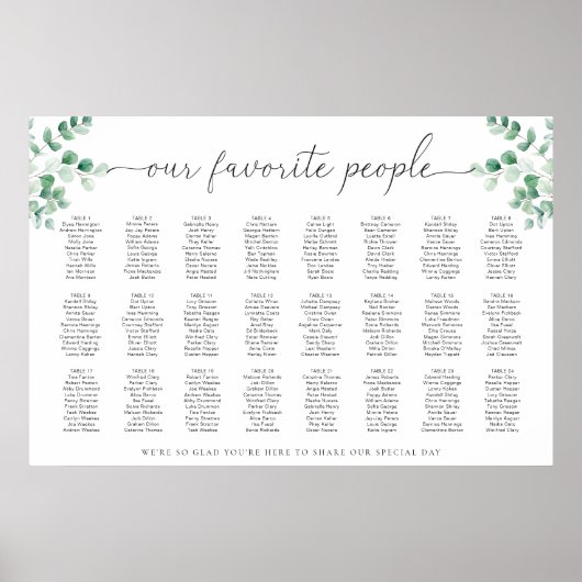 Ferras Greenery 24 Table Seating Chart Poster (Vorne)