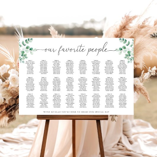 Ferras Greenery 24 Table Seating Chart Poster