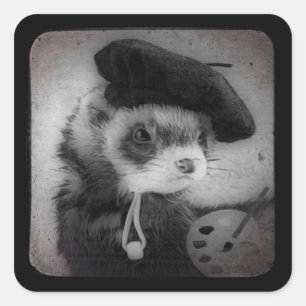 Ferret als Künstler Quadratischer Aufkleber
