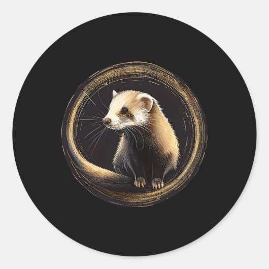 Ferret Animal Wildlife Ferrets Runder Aufkleber (Vorderseite)