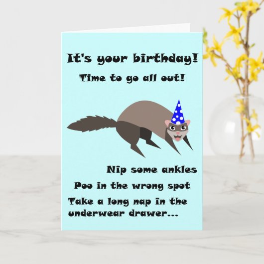 Ferret Birthday Card Karte (Gelbe Blume)