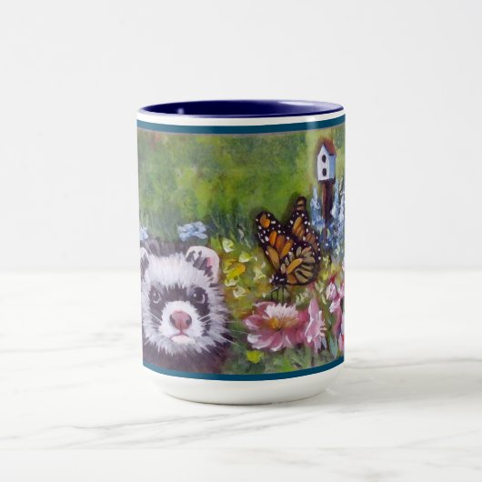 Ferret Blume Butterfly und Birdhouse Tasse (Zentrum)