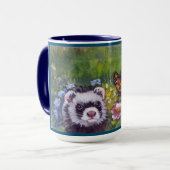 Ferret Blume Butterfly und Birdhouse Tasse (Vorderseite Links)