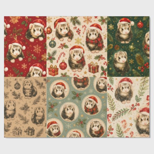 Ferret Christmas Montague Geschenkpapier (Flach)