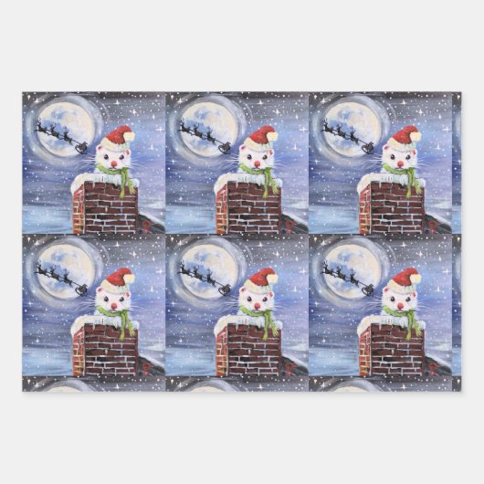 Ferret Christmas Wrapping Paper Geschenkpapier Set (Vorderseite 3)