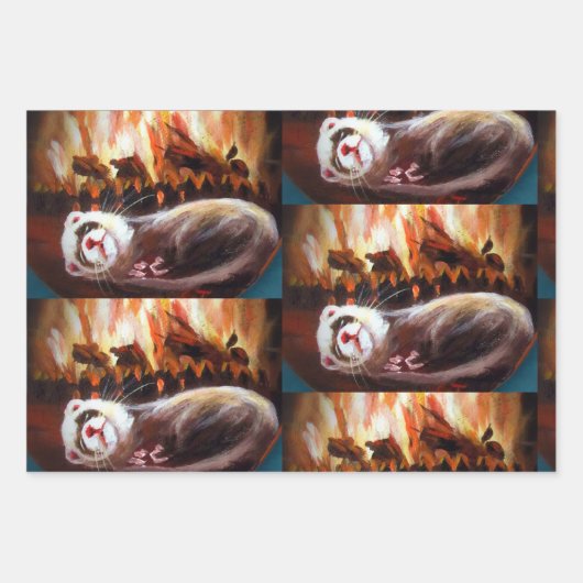 Ferret Christmas Wrapping Paper Geschenkpapier Set (Vorderseite 2)