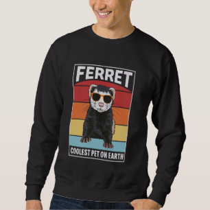 Ferret Coolster Haustier auf der Erde Retro Sonnen Sweatshirt