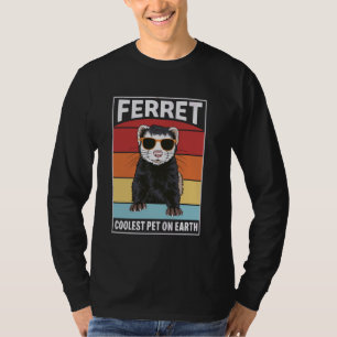 Ferret Coolster Haustier auf der Erde Retro Sonnen T-Shirt