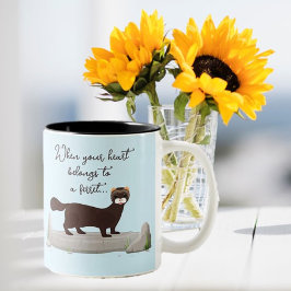 Ferret! Cute gift for ferret loving friend! Zweifarbige Tasse