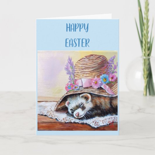 Ferret Easter Folded Greeting Card Karte (Vorderseite)