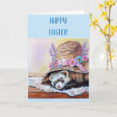 Ferret Easter Folded Greeting Card Karte (Gelbe Blume)