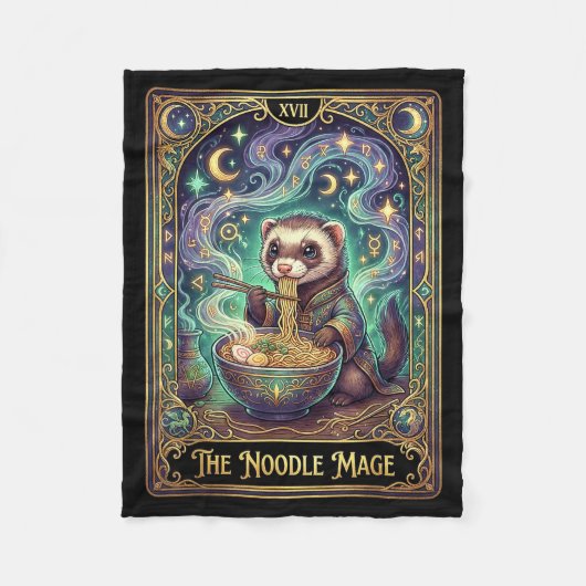 Ferret Eating Ramen Tarot Card Japanese Kawaii Pet Fleecedecke (Vorderseite)