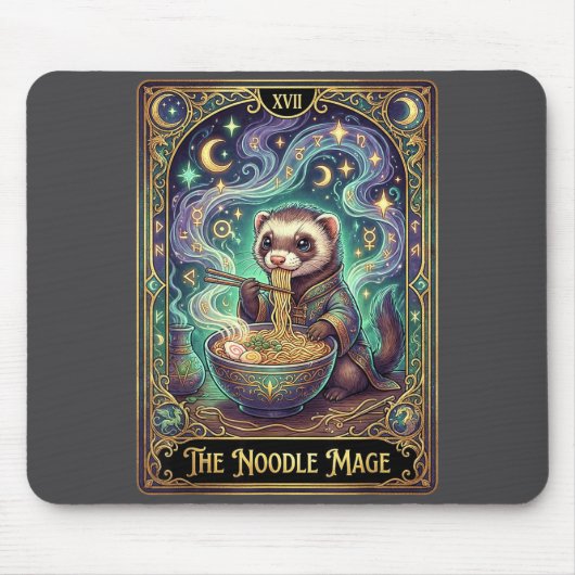 Ferret Eating Ramen Tarot Card Japanese Kawaii Pet Mousepad (Vorne)