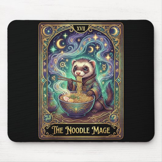 Ferret Eating Ramen Tarot Card Japanese Kawaii Pet Mousepad (Vorne)