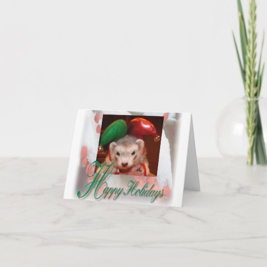 Ferret Elf Christmas Card Feiertagskarte (Vorderseite)