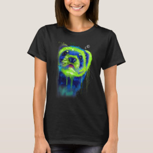 Ferret Face Graphics Handgezeichnete Splash Art Fe T-Shirt