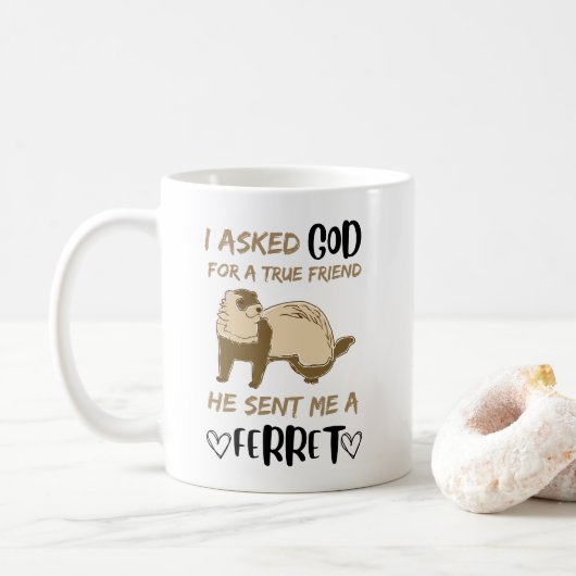 Ferret Friend Adorable Funny Pet Animal Bestie Kaffeetasse (Mit Donut)