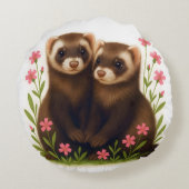 Ferret Friends Rundes Kissen (Rückseite)