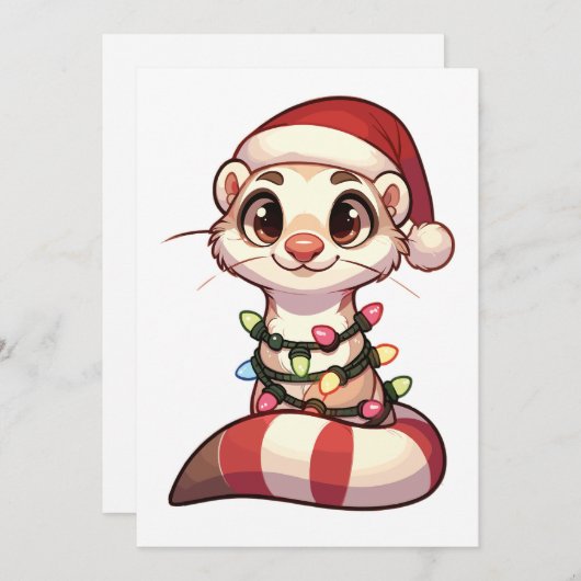 Ferret Frohe Weihnachten Wintertiere Niedlich Fret (Vorne/Hinten)