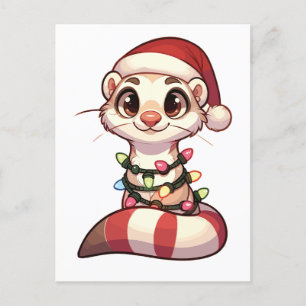 Ferret Frohe Weihnachten Wintertiere Niedlich Fret