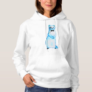 Ferret Gentleman Wasserfarbe mit Monocle Bow Krawa Hoodie